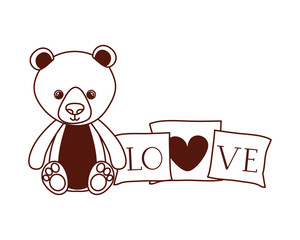 cute bear teddy stuffed with love pillows