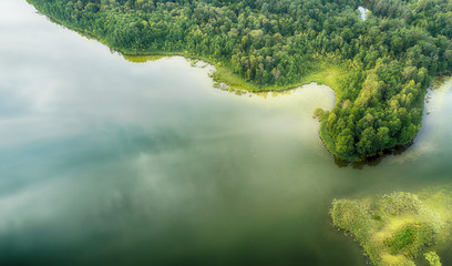 Aerial landscape from the drone- lake shore