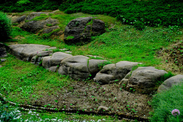 The composition of stones in the botanical garden