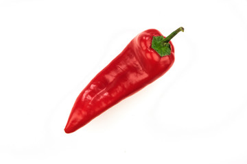 Fresh red healthy pepper isolated on white background.