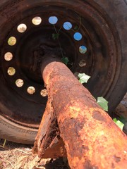 detail of a wheel of tractor