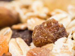 Macro shot of muesli, selective focus