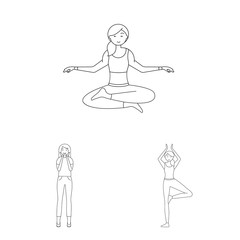 Isolated object of posture and mood icon. Collection of posture and female stock symbol for web.