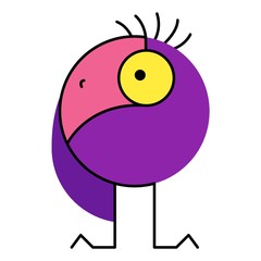 Bright colorful geometric bird. Stylized illustration of a bird on white background. Vector element for logos, posters, postcards and your design