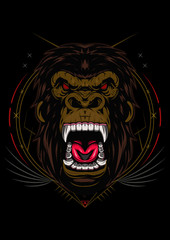 Angry gorilla head - Vector. gorilla logo icon vector. Head of a gorilla with angry face © AGORA