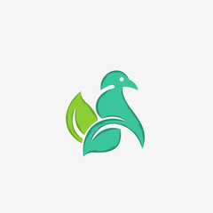 Bird Dove Leaf Naturally Icon Logo Element Design Template