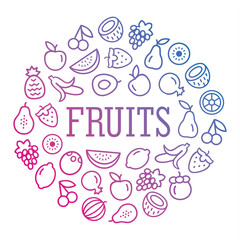 Fruits icons in a circular shape