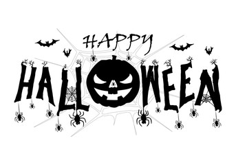  Happy Halloween Text Banner, Vector