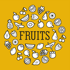 Fruits icons in a circular shape