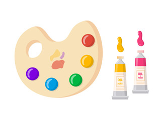 Color palette and oil paint vector illustration