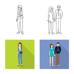 Isolated object of character and avatar logo. Collection of character and portrait stock symbol for web.