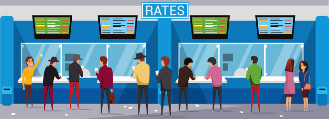 Bookmakers office flat vector illustration