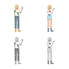 Isolated object of posture and mood symbol. Collection of posture and female vector icon for stock.