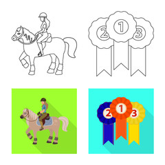 Fototapeta premium Vector illustration of equipment and riding icon. Set of equipment and competition stock vector illustration.