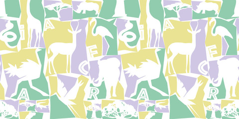 Animals hand drawn. Vector seamless pattern. Safari background. Wrapping paper . wallpaper designe. textile print.