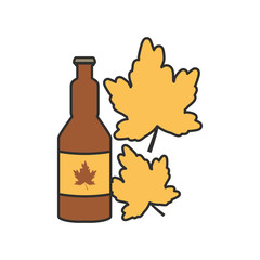 bottle beer and leaf oktoberfest festival icon