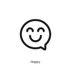 Happy icon. Happy chat vector symbol. Linear style sign for mobile concept and web design. Happy chat symbol illustration. Pixel vector graphics - Vector	