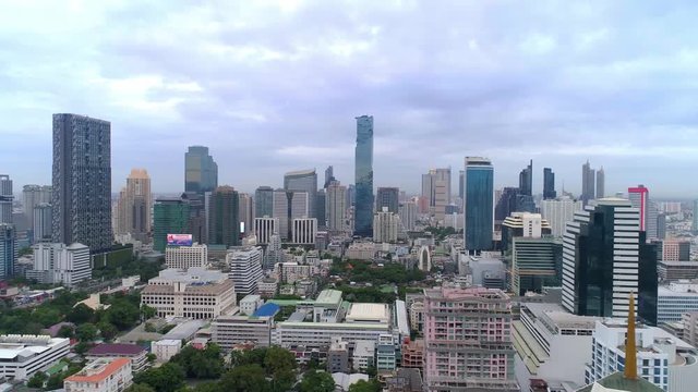 4k Aerial city view of Bangkok downtown, Flying over Bangkok, Thailand.