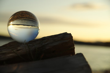  sunset through glass sphere