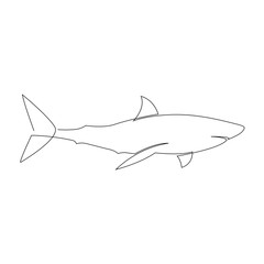 One line shark design silhouette. Logo design. Hand drawn minimalism style