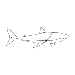 One line shark design silhouette. Logo design. Hand drawn minimalism style