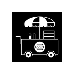 Street Food Vending Cart Hot Dogs, Fast Food Hot Dog Cart Icon