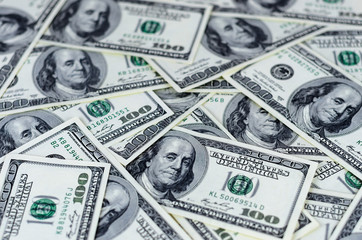 Background with united states hundred dollar notes. Money texture