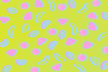 Colorful candies pattern on a bright background.
