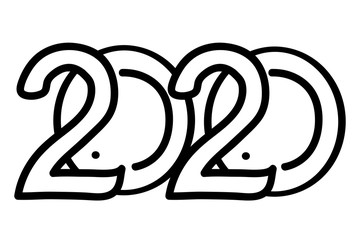 2020 year. Hand-drawn graphic symbol of 2020 on white background.