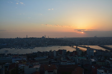 Fototapeta na wymiar Panorama Istanbul Coucher de Soleil Turquie