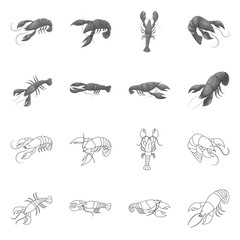 Vector illustration of appetizer and ocean logo. Collection of appetizer and delicacy stock vector illustration.