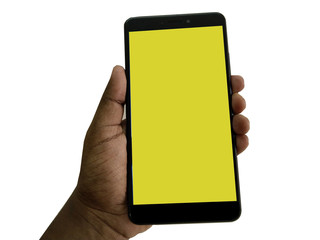 mobile phone in hand isolated on white