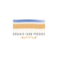 Wheat field logo. Farm fresh products label