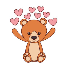 Fototapeta na wymiar cute bear teddy stuffed baby toy with hearts