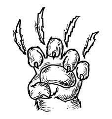 Cat claw scratching scrape track. Vector black vintage engraving