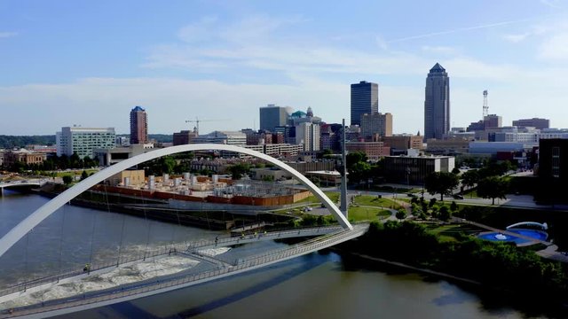 Iowa Women Of Achievement Bridge, Des Moines By Aerial Drone