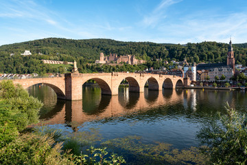 Fototapeta na wymiar Heidelberg castle and Old Bridge along the Neckar river, Baden-Wuerttemberg, Germany