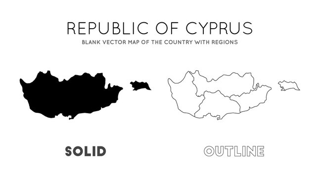 Cyprus map. Blank vector map of the Country with regions. Borders of Cyprus for your infographic. Vector illustration.