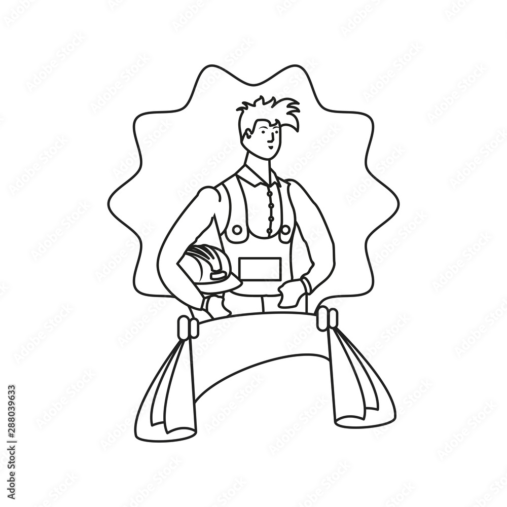 Poster builder constructor worker avatar character