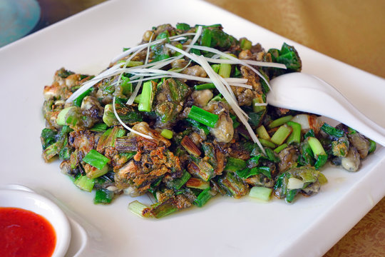 Dish Of Fried Oysters (háo Zǎi Jiān), A Gourmet Food Specialty Of Xiamen And Quanzhou, Fujian Province, China