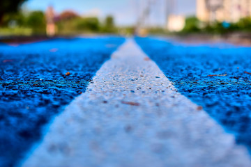 White dividing strip on a treadmill