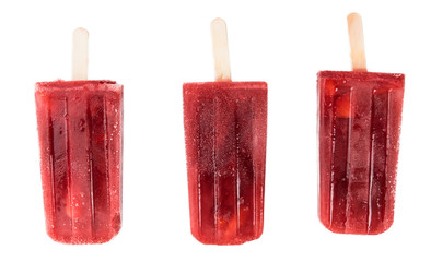 Strawberry Popsicles isolated on white background