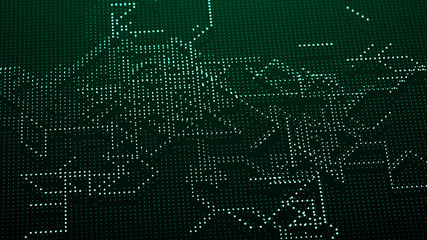 Digital technology abstract background. Big data visualization. 3D rendering.