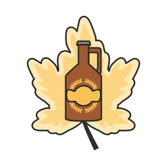 bottle beer and leaf oktoberfest festival icon