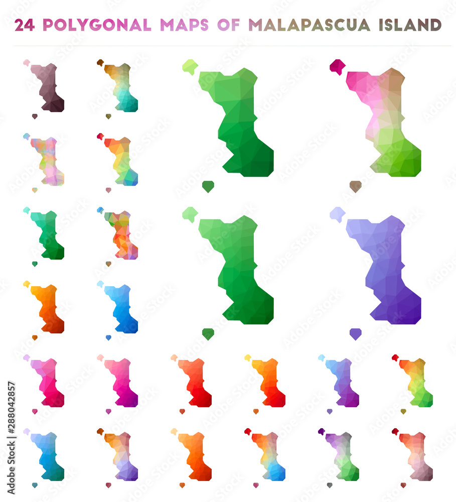 Aufkleber set of vector polygonal maps of malapascua island. bright gradient map of island in low poly style. 