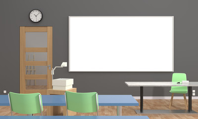 Classroom with whiteboard and projector