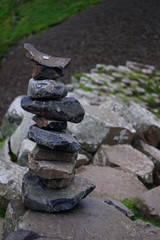 Fototapeta na wymiar Stones pile in Giants Causeway, Causeway Coastal Route, Antrim, Northern Ireland