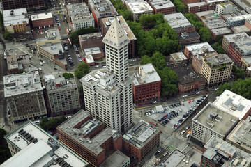 Bird's Eye View On Smith Tower Washington USA