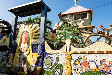 Havana, Cuba – 2019. House facades made of tiles in Havana