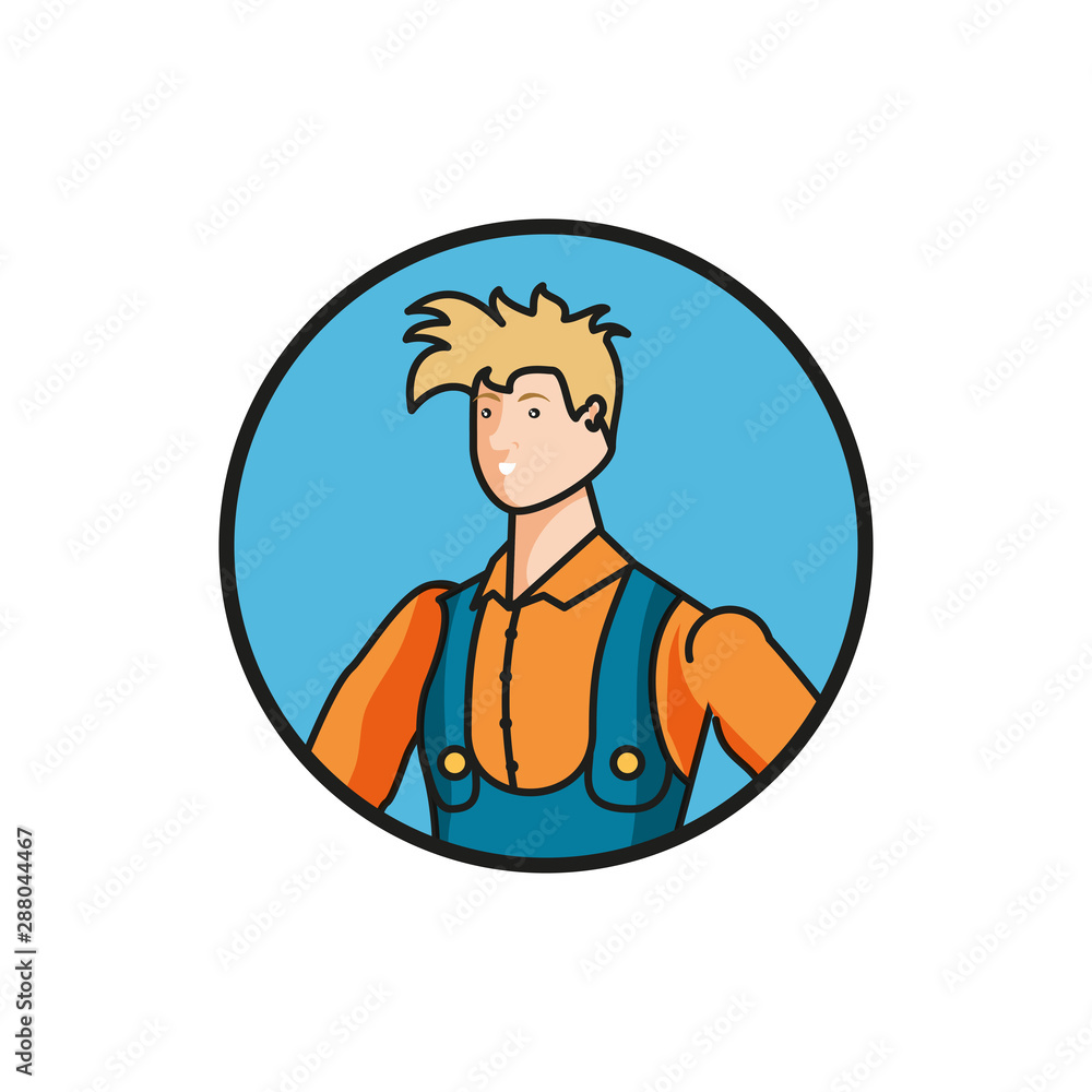 Poster builder constructor worker avatar character